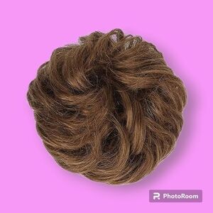 Medium Chestnut Brown Remy Human Hair Messy Bun